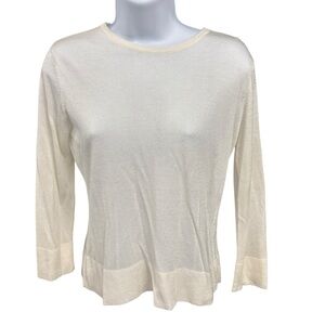 Ann Taylor Loft Women’s Size‎ Small Sheer White Sweater Button Back Rayon Blend